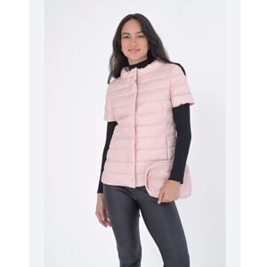 Anorak Short Sleeve Duck Down Feather Puffer Jacket Soft Pink Lightweight L